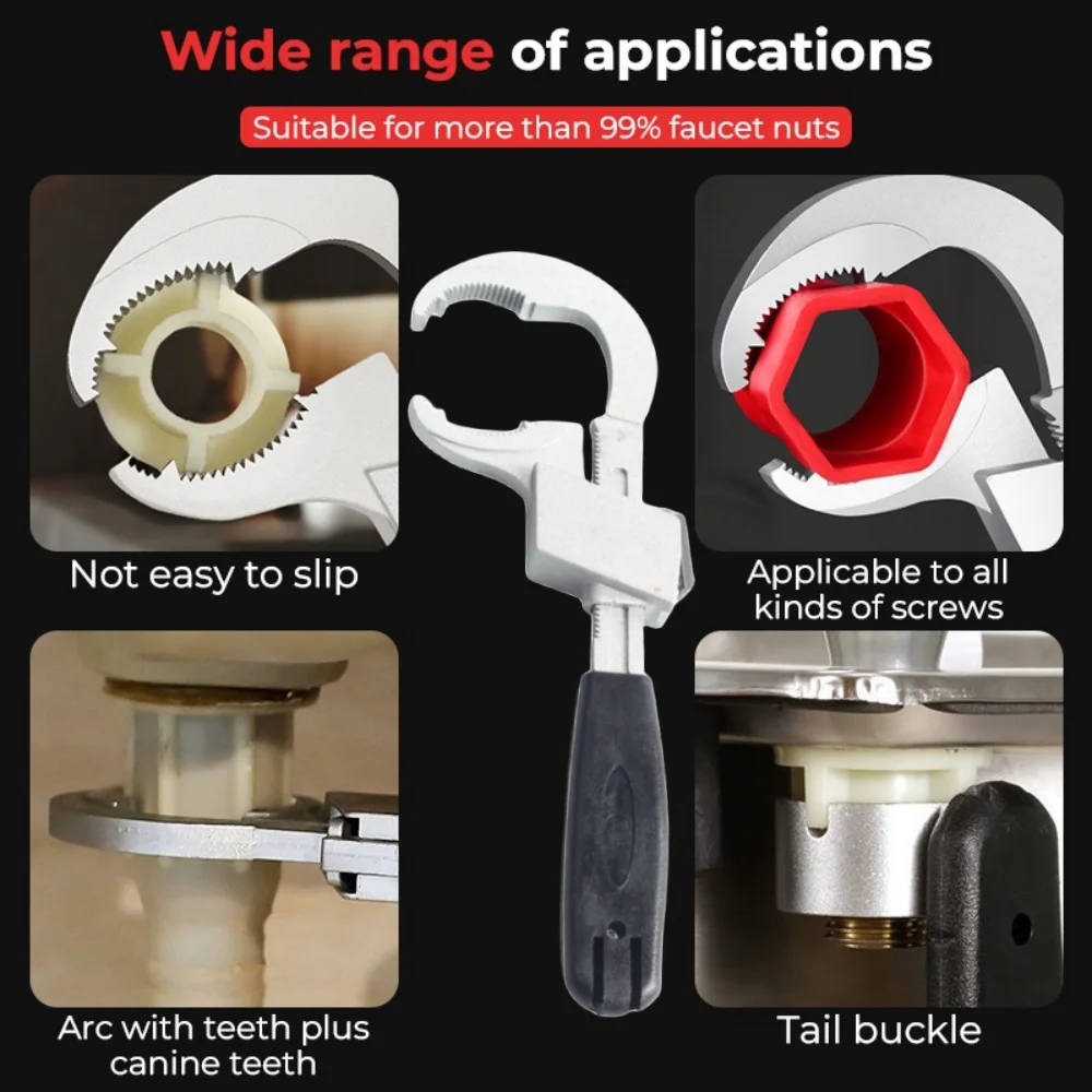 Imagem -06 - Universal Ajustável Double-ended Wrench Banho Multifuncional Liga de Alumínio Open End Spanner Banheiro Reparação Ferramenta Mão