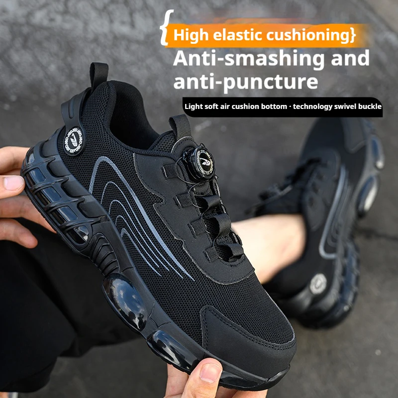 Scarpe antinfortunistiche con bottoni rotanti antiscivolo da uomo scarpe da lavoro antiperforazione antiurto scarpe sportive di moda stivali