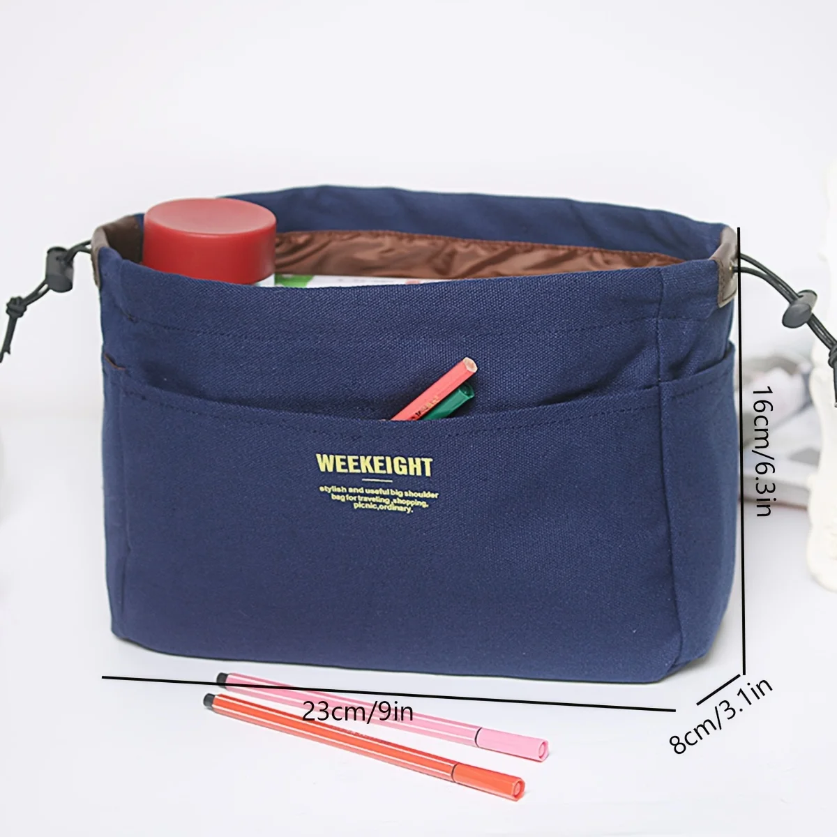 Mehrtaschen-Canvas-Organizer-Einsatz mit Kordelzug-Design, vielseitige Aufbewahrungstasche für den täglichen Reisegebrauch. – Detail 7