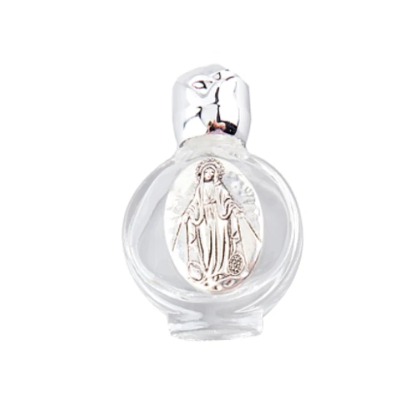 Empty Holy Water Bottle with Lid Clear Glass Praying Supplies for Home Church Christian Baptism Religious Gift