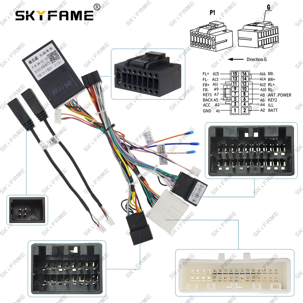 SKYFAME 16Pin محول أسلاك السيارة مع Canbus صندوق فك ل Soueast DX7 DN-RZ-04