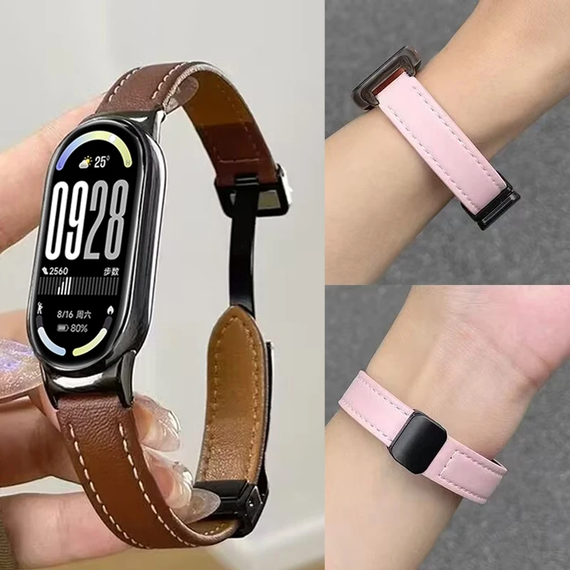 Lederband Für Xiaomi Mi Band 9 8 Ersatz Gürtel Magnetische Schnalle Armband Armband Für Xiaomi Mi Band 10 Correa armband