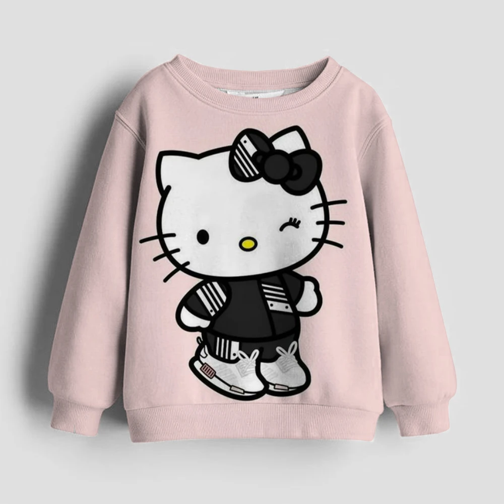 Cute Kuromi and Melody Cartoon Anime Peripherals hoodies Boys and Girls Round Neck Pullover Sweater in The Spring and Autumn