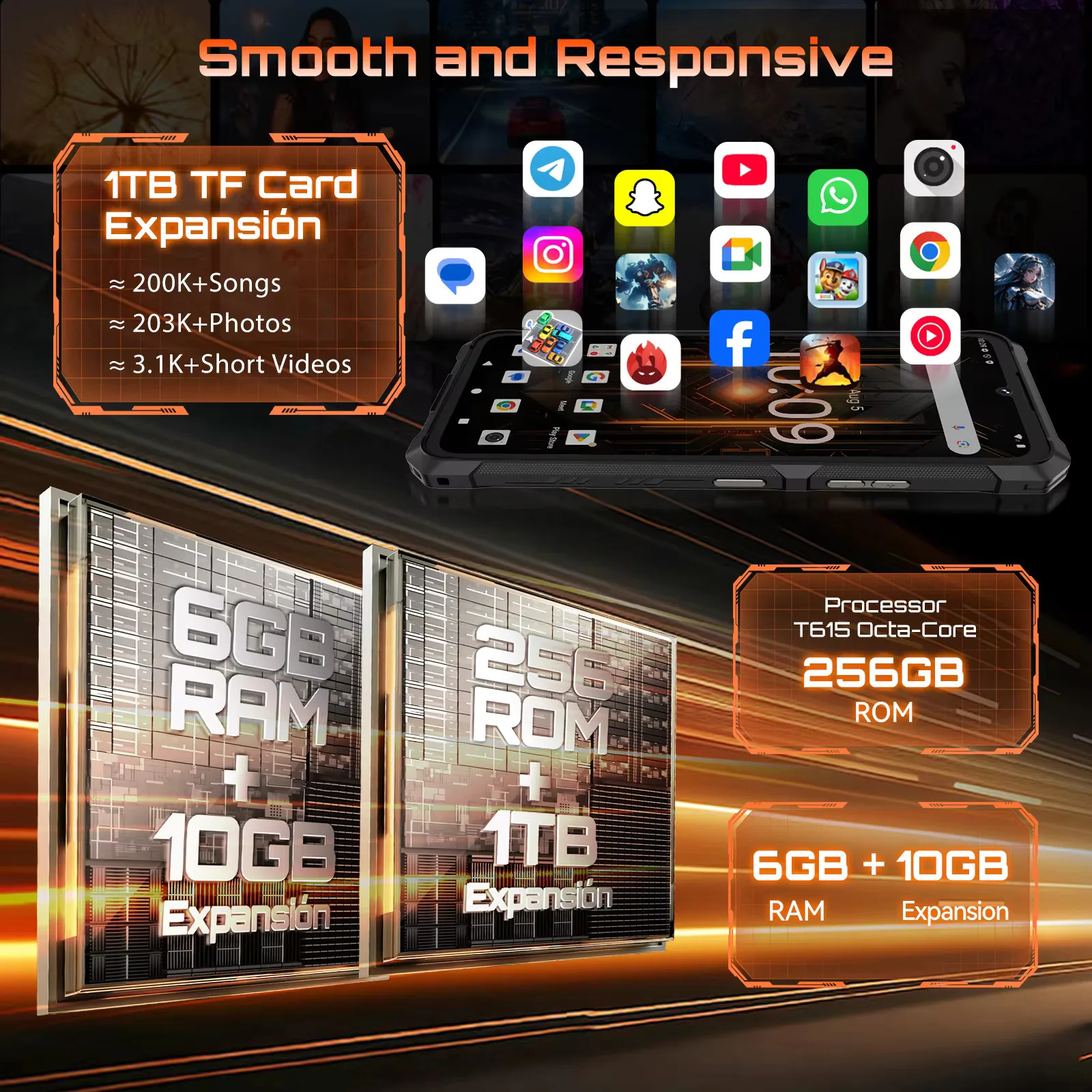 Cubot KingKong ES 3 Rugged Smartphone Android 15 10200mAh Battery 16GB RAM(6+10)+256GB ROM 6.745" 90Hz Screen NFC Face ID