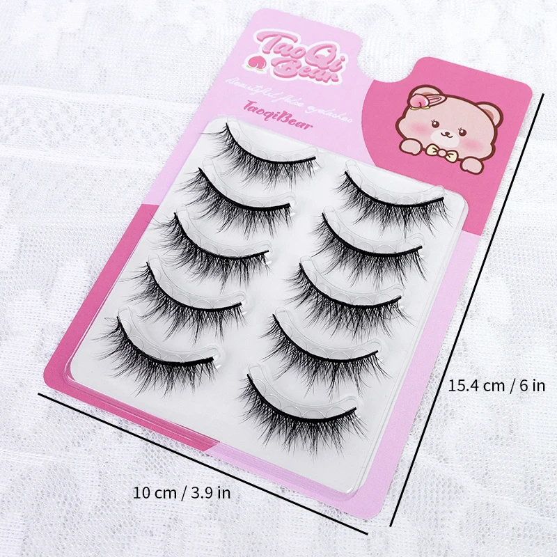 5 أزواج من الرموش الصناعية ذات الشريط الكامل الخالية من الغراء، شريط صلب على طراز المانجا الكثيفة قابل لإعادة الاستخدام #6