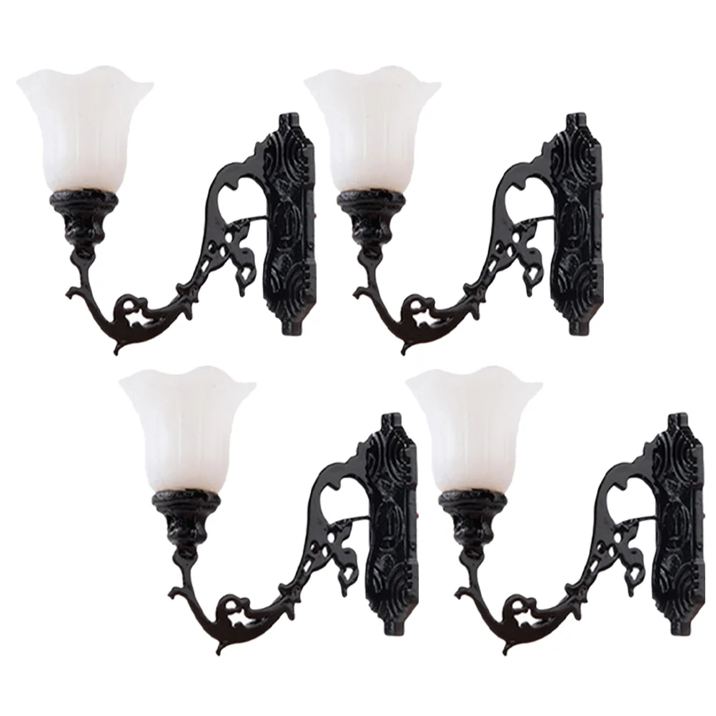 4 Pcs Dollhouse Wall Light Dollhouses Miniature Scene Landscape Lights Abs Lamp Model Creative Accessories