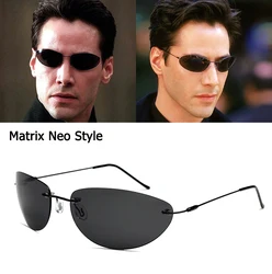 Fashion Cool The Matrix Neo Style Polarized Sunglasses Ultralight Rimless Men Driving Brand Design Sun Glasses Ocul vintage