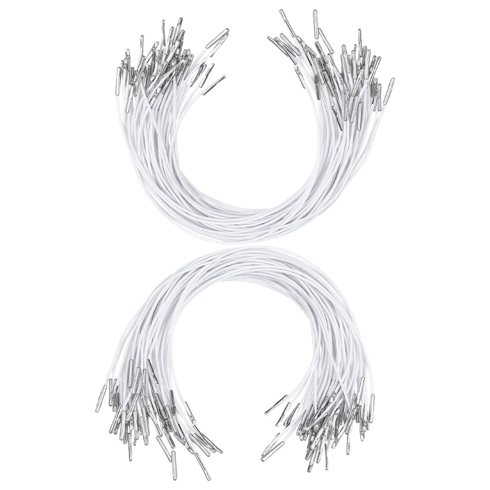 

200pcs Elastic Barbed Cords for Stretchy Crafts Masks Book Binding School Projects File Folder Badges Signs Banners Hold Pens