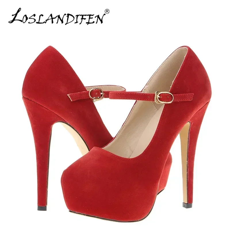 Cross-dresser Unisex Men\'s Pumps Stilettos 14cm Ultra High Heels Sexy Ankle Strap Platform Nightclub Fetish Shoes Large Size 43