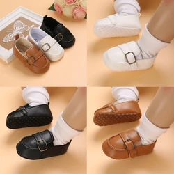 Baby Shoes Boys PU Soft Sole Casual Footbed Shoes White Christening First Walkers Gentleman Van Moccasin Shoes