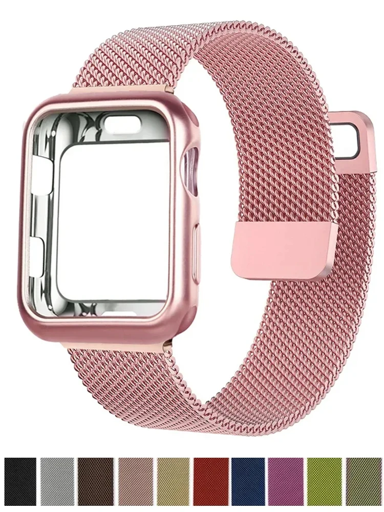 Funda milanesa + Correa para Apple Watch Band 9 8 7 6 SE 5 4 49MM 41mm 40mm 44mm 42mm 38mm Correa de reloj para Iwatch Series 9 Correa 45mm