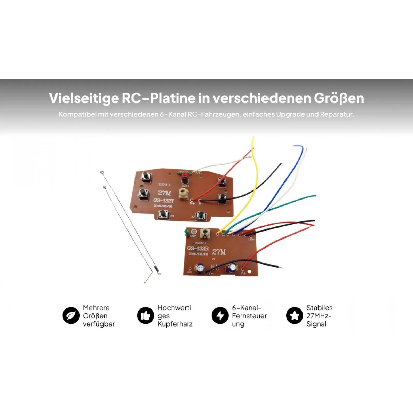 RC 크롤러 섀시 수정 및 원격 제어 자동차 예비 부품용 6CH PCB 보드 구리 수신기