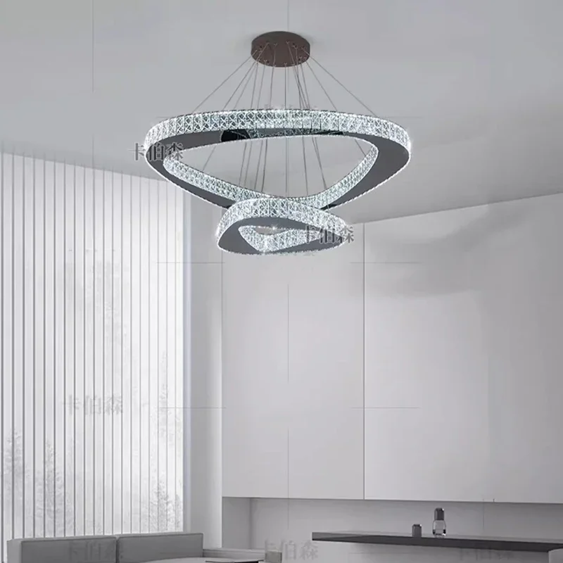 

Modern Ring Crystal Chandelier for Living Room Bedroom Hall Pendant Lamp Minimalist Luxury Decor Indoor Lighting Luster Fixture