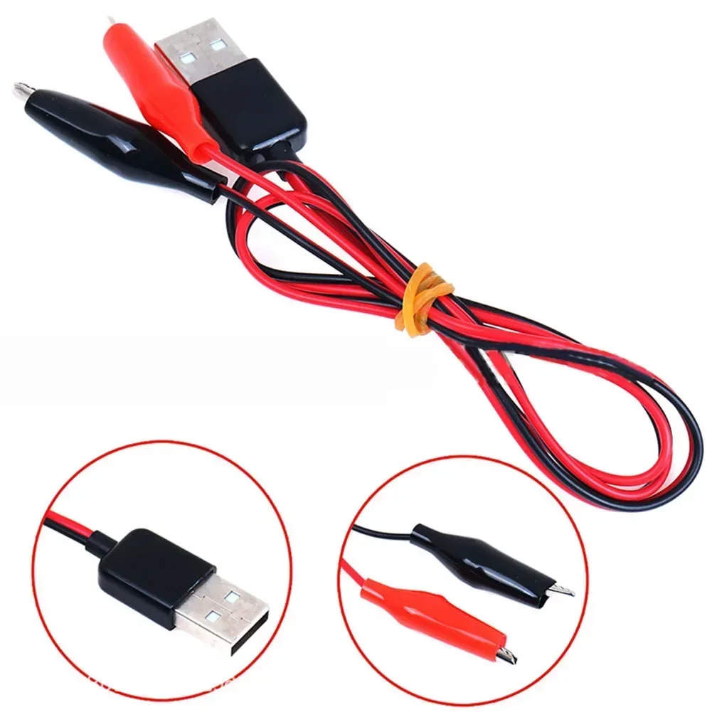 60CM Alligators Test Clip USB Male / Female Connector Adapter Power Cord For Multimeters For Light Bulbs Power Adapters