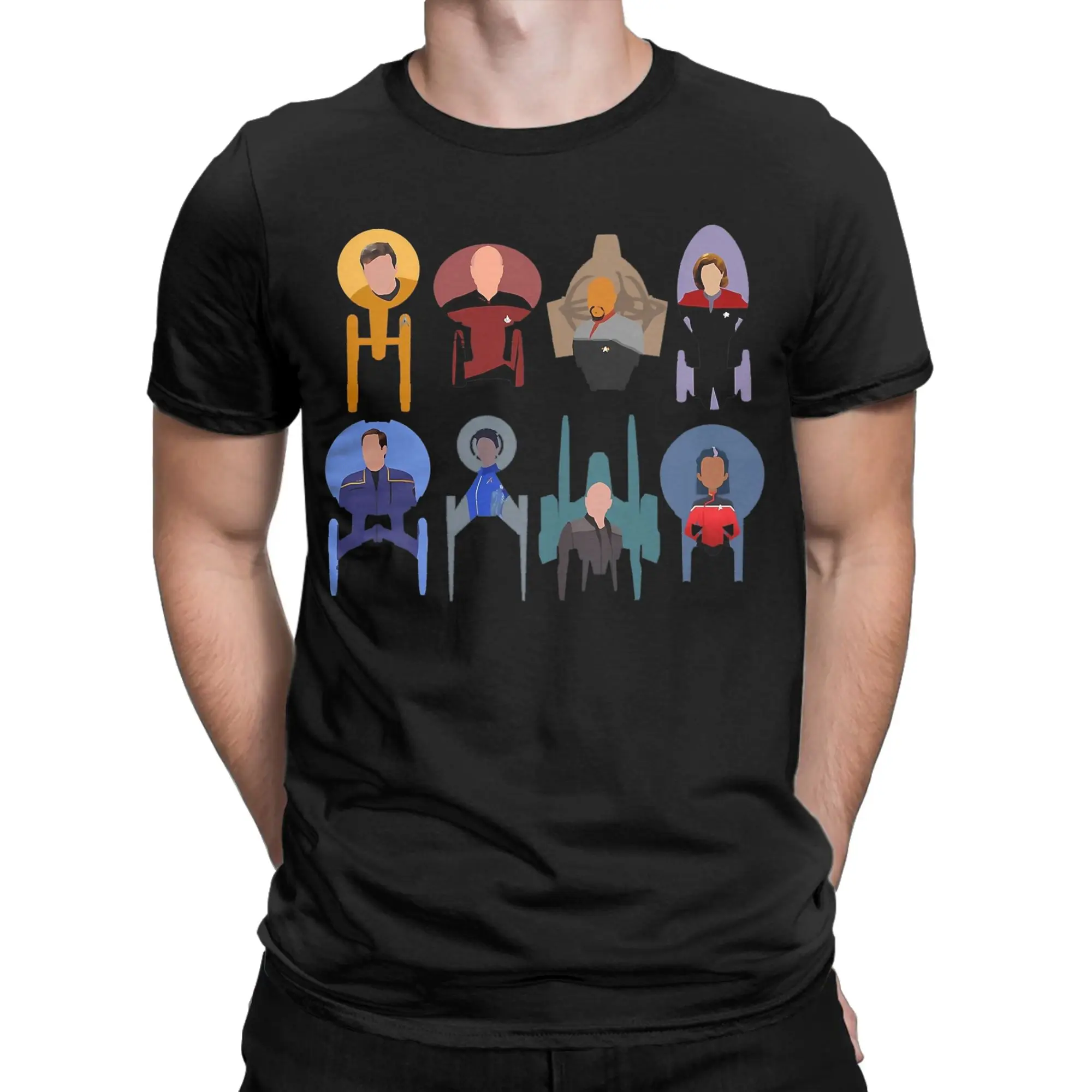 Funny Stars Treks Ships Captains T-Shirt Men O Neck 100% Cotton T Shirt  Short Sleeve Tee Shirt Adult Clothing