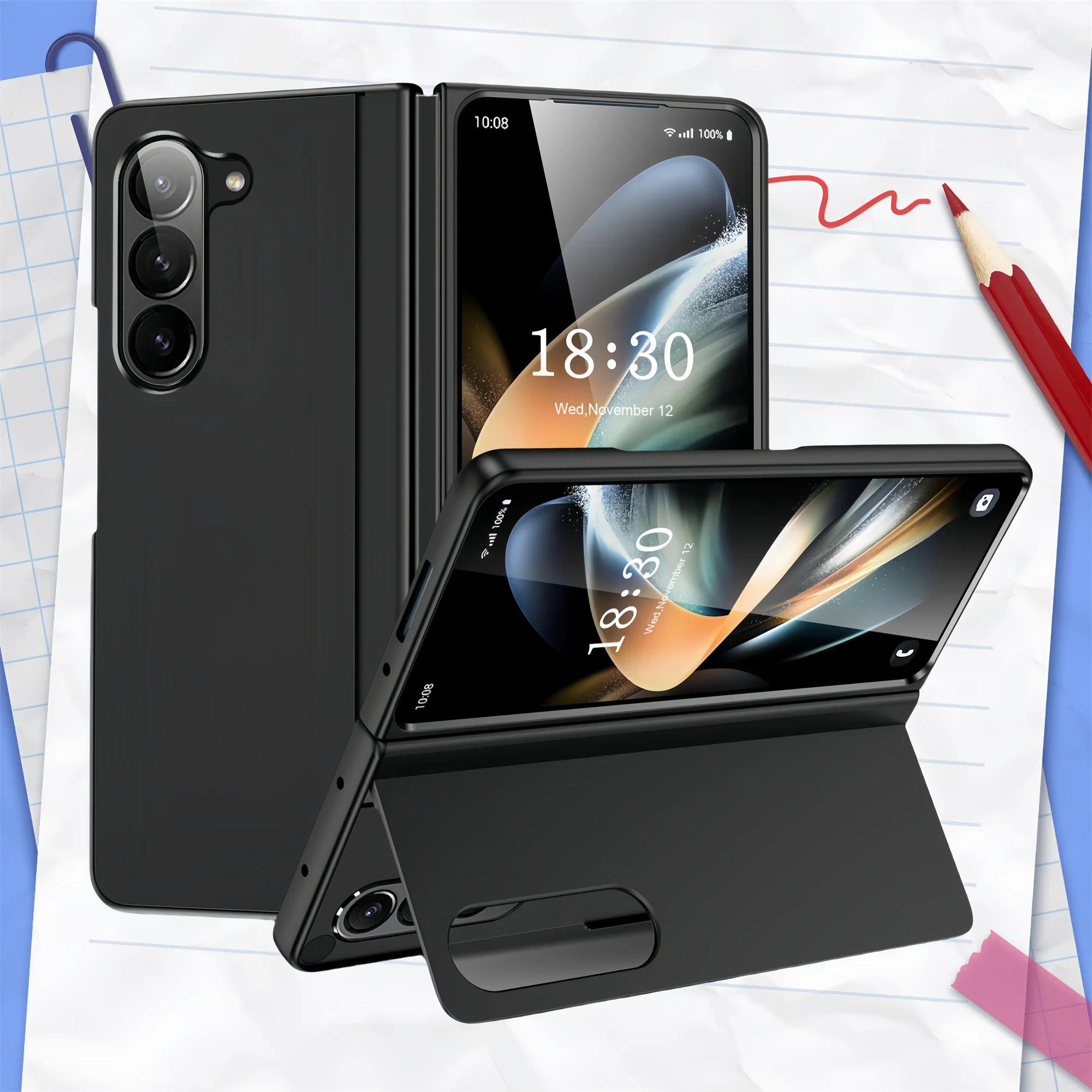 Portable Stand Holder Cover for Samsung Galaxy Z Fold6 5G Fold 6 Cell Phone Accessories Case Bag for Samsung Z Fold 6