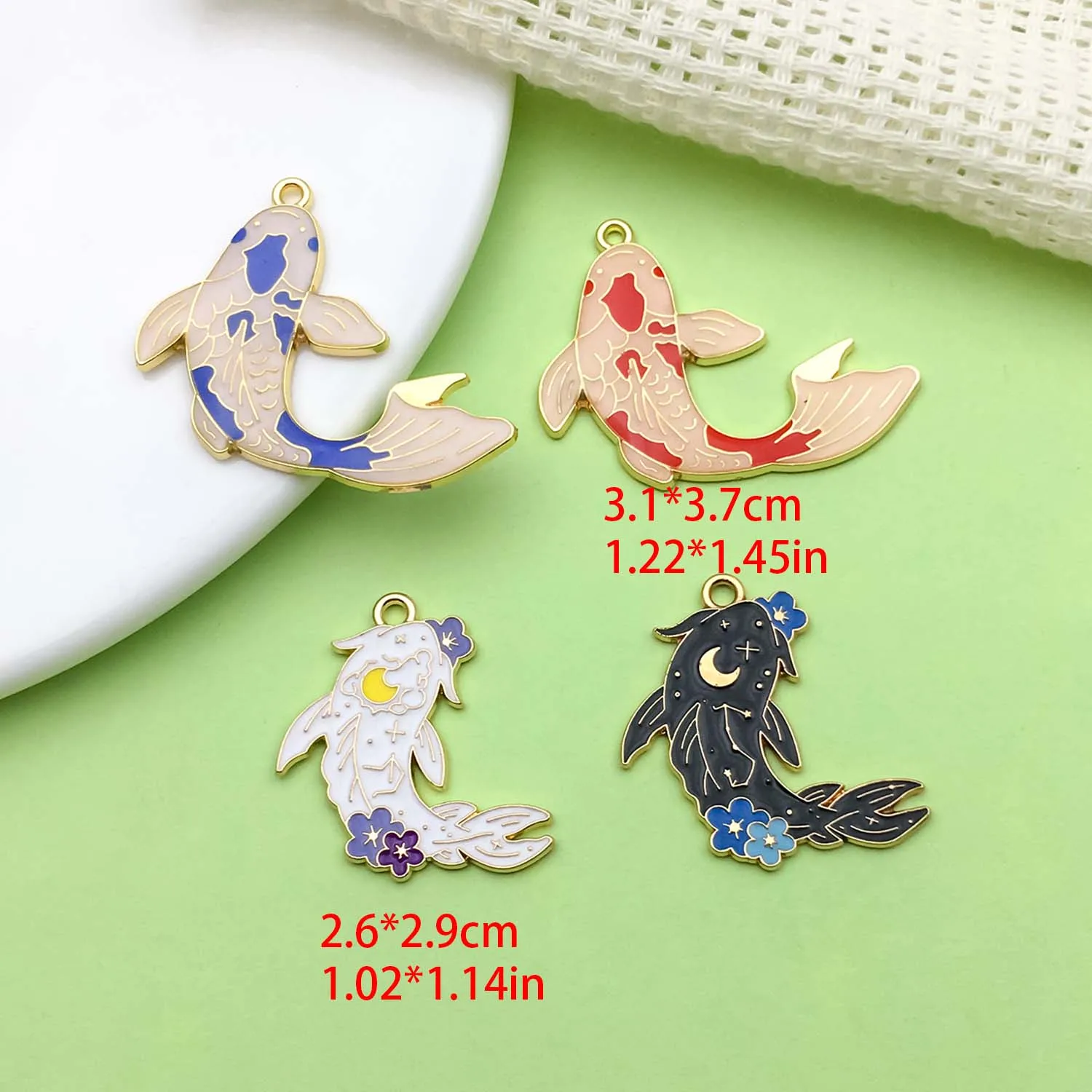 8/10pcs Enamel Lucky Koi Fish Design Charms Alloy Chinese Style Pendants for DIY Bracelet Necklace Jewelry Making Accessories