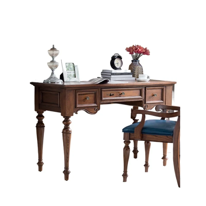 

American-Style Solid Wood Small Apartment Home Small Simple Writing Desk White Wax Computer furniture