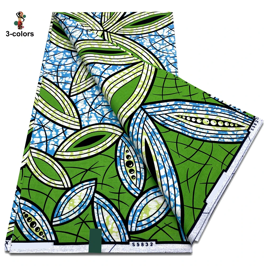 New Super Tissu Ankara Fabric Real Prints African Wax Fabric Soft Pagne Cotton Material 6 yards Stuff Blue Batik For Sewing view 3
