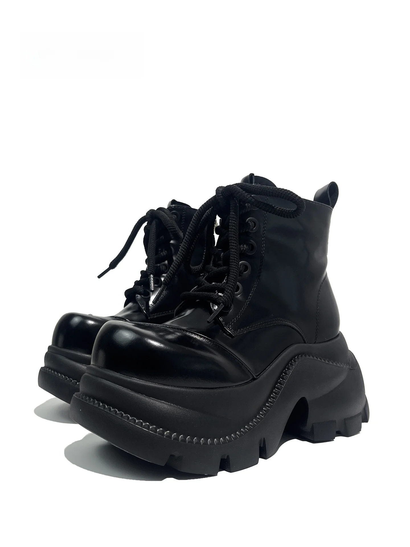 MibVias Women's  Boots Punk Style Thick Bottom Platform Dancing Short Boots Waterproof Rubber Sole round Toe Zipper Clo...