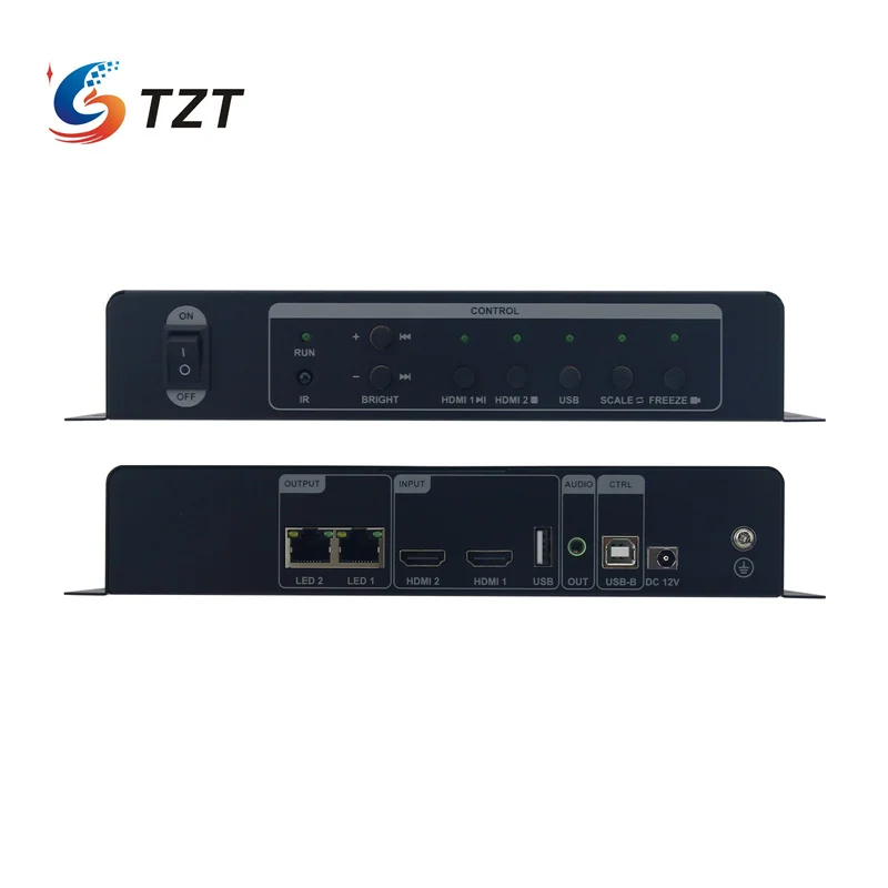 TZT HD-KV210 Mini 1.3Million Pixel LED Video Processor Grayscale LEC Control Card Support Dual Ethernet Outputs