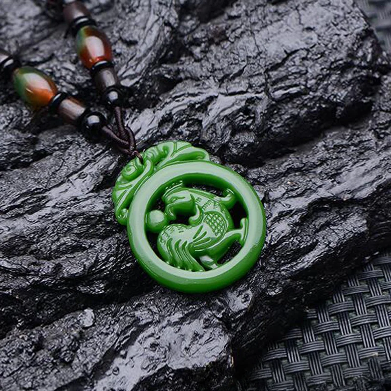 Jasper Pendant Jade Brand, Double-sided Engraved Hollow Men's and Women's Pendants.