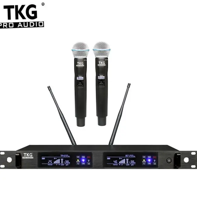 

TKG True Diversity 626-668mhz 780-822mhz QLX-24D dual channel microphone system wireless microphone professional