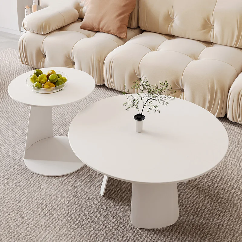 

White Simple Coffee Table Living Room Round Modern Nordic Side Table Mini Minimalist Mesa Auxiliar Salon Bedroom Furniture