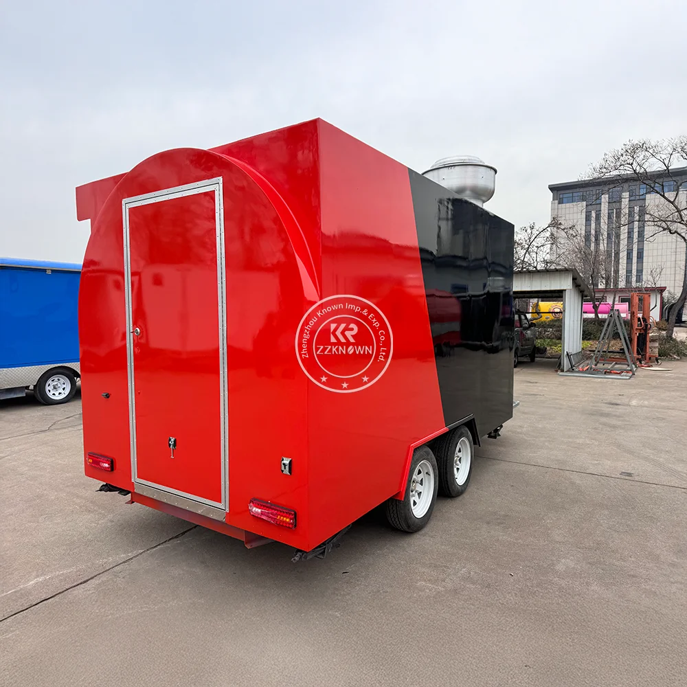 สัมปทานรถบรรทุกอาหารรถเข็นสุนัขร้อนมือถืออุปกรณ์ครบครัน Street Mobile Kitchen Catering Trailer รถพ่วงรถบรรทุกอาหาร