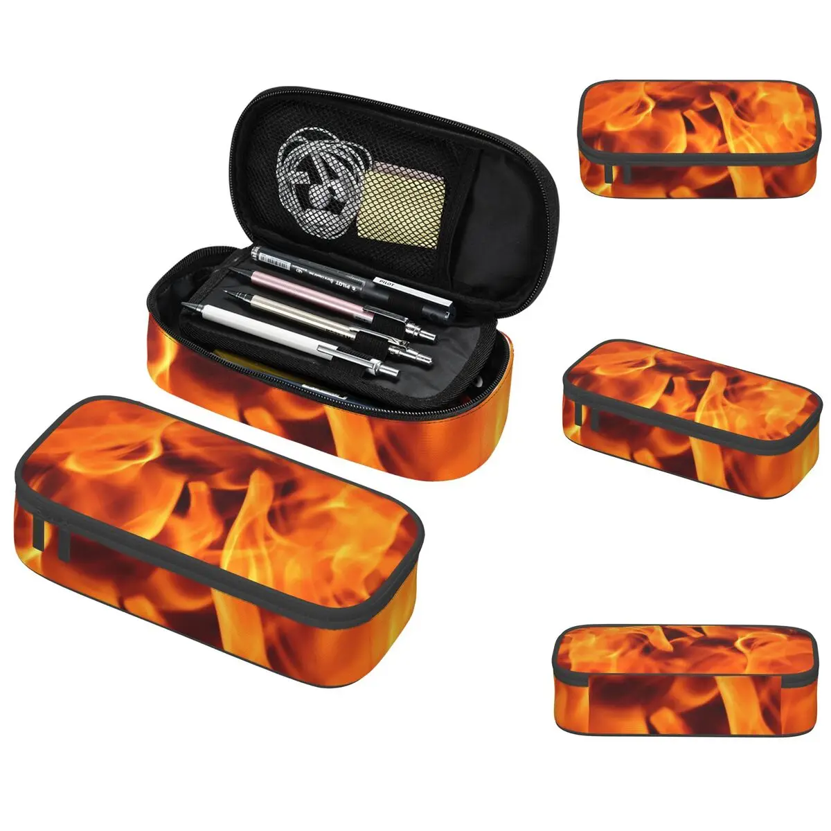 Bright Orange Flames Pencil Cases Large Capacity Pen Bags Pen Box Pencil Pouch For Boys Girls Students Stationery School Office