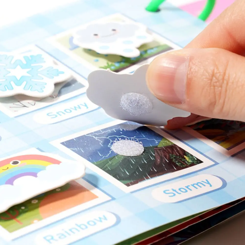 

Handmade Montessori Quiet Busy Book Paper Cartoon Quiet Stickers Book Hand Ledger Repeated Pasting DIY Kids Busy Book Toy