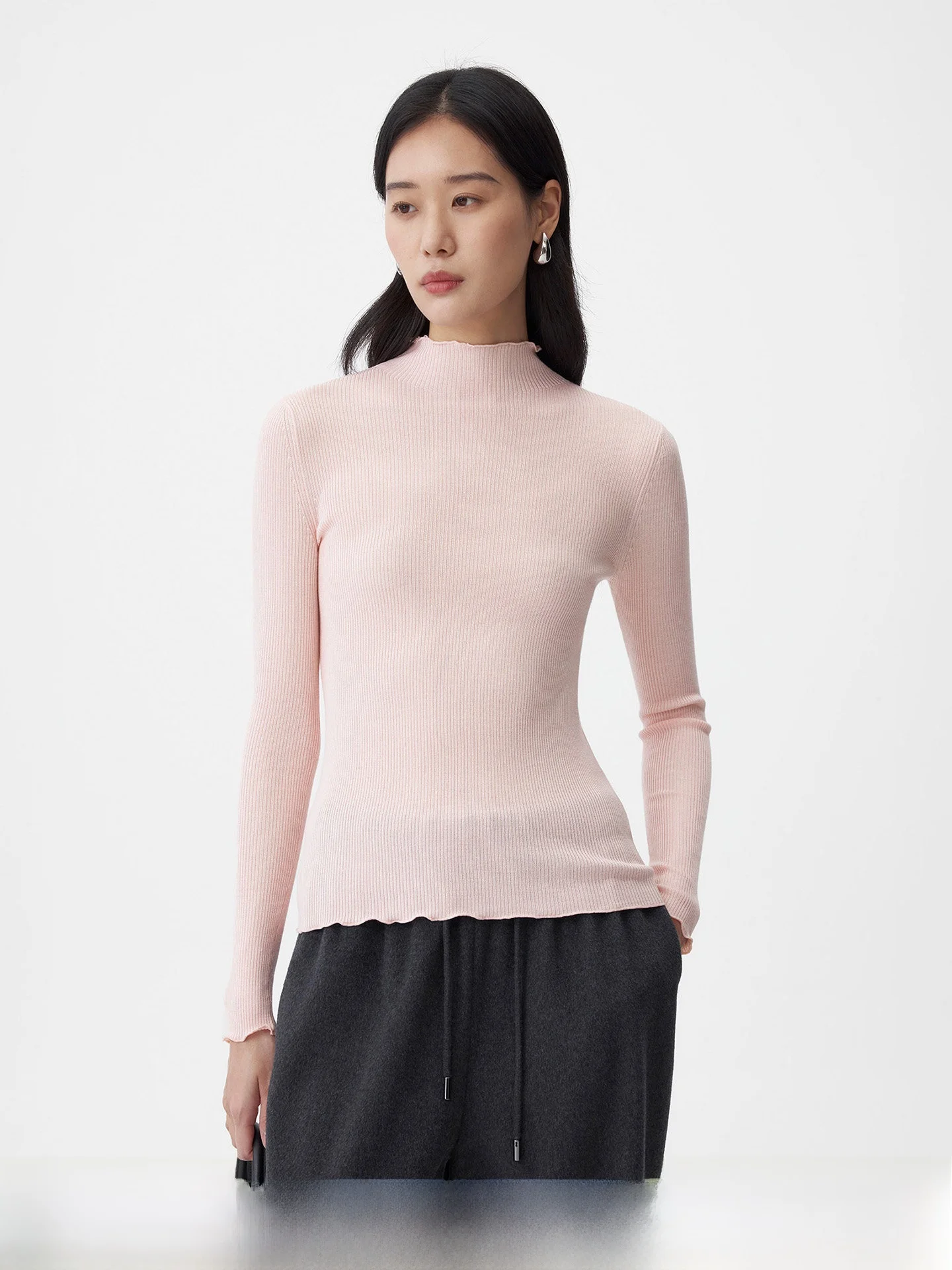 

Comfortable Camere Knitwear with Wood ain Collar for Women Casual Sle Spring Faion Soft Silk And Camere Blend