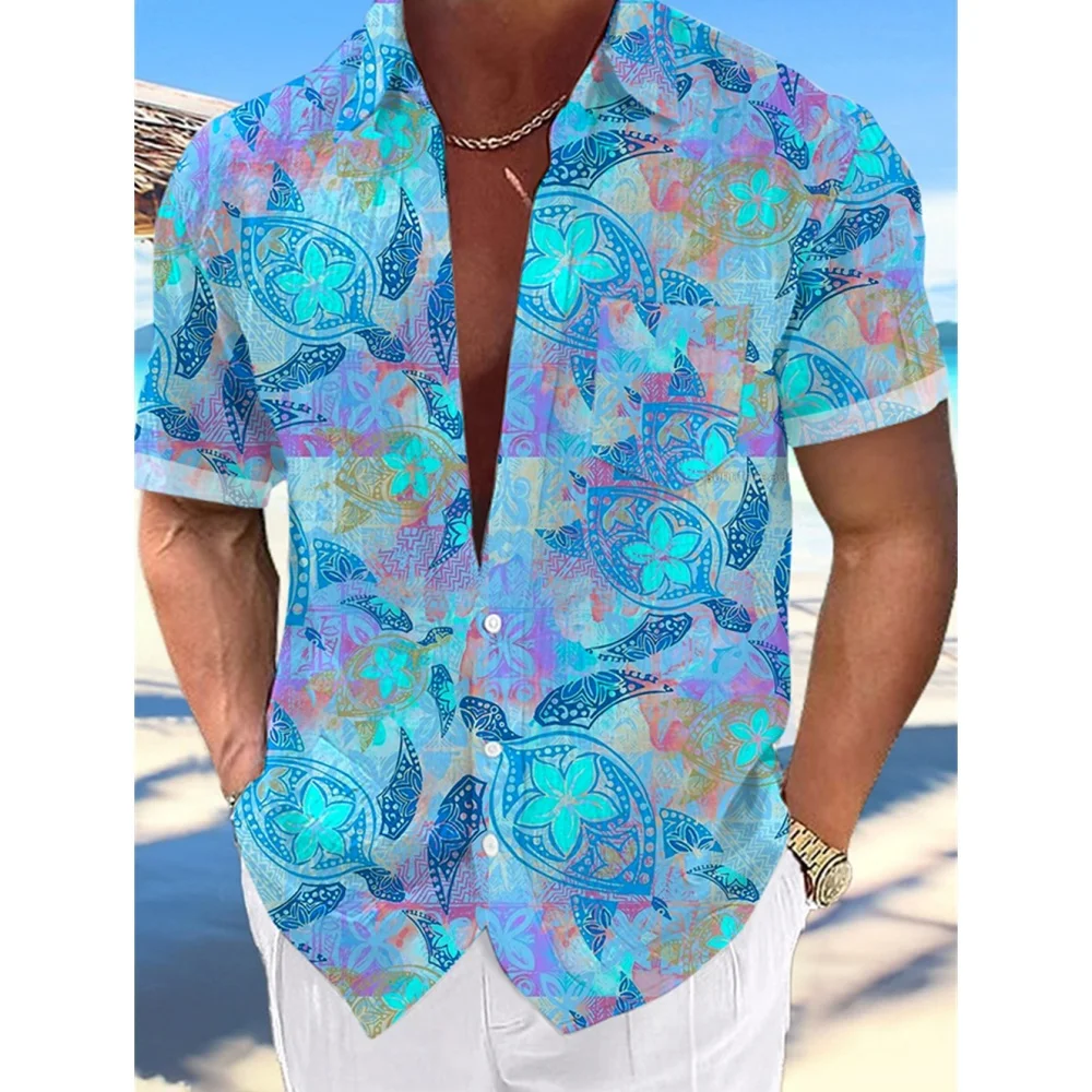 Camisa hawaiana informal para hombre, camisa de manga corta con estampado 3d, ropa transpirable, Verano