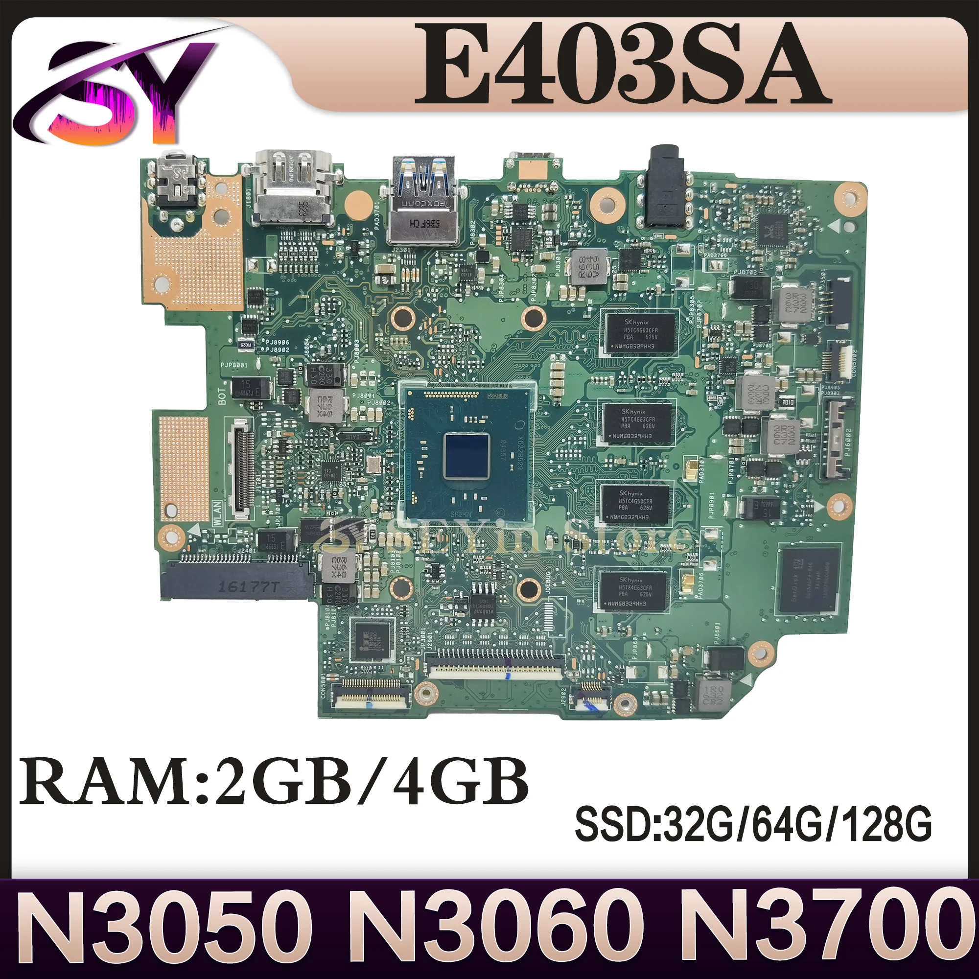 

E403SA Laptop Motherboard For ASUS VIVOBook Placa E403SA E403S E403 Mainboard With N3050/N3060 N3700/N3710