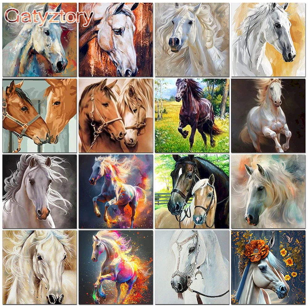 

GATYZTORY 60x75cm Coloring By Number Animal Horse DIY Crafts Oil Painting By Numbers For Adults Kits Picture Drawing Acrylic Pai