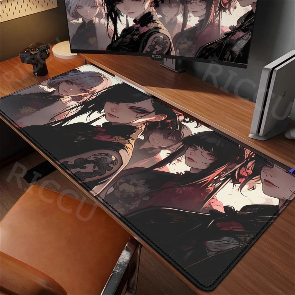 

Large Gaming Mousepad Anime Oni Samurai Girl Desk Pad HD Print Mice Mat Computer Table Mat Office Keyboardpad Rubber Carpet XXL