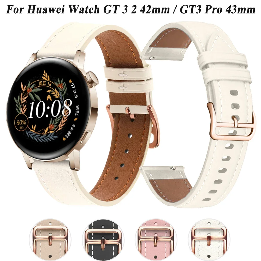 

Ремешок-браслет 20 мм для часов Huawei Watch GT2 3 42 мм GT 2 3 Pro 43 мм Smartwatch Браслет из искусственной кожи для девочек и женщин Аксессуар
