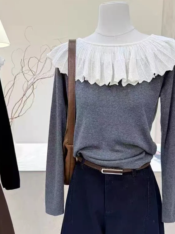 

plus Size Women's Long Sleeve T-Shirt Spring Autumn Casual Style Standard Fit Leaf Splice One Shoulder Top Slimming Base...