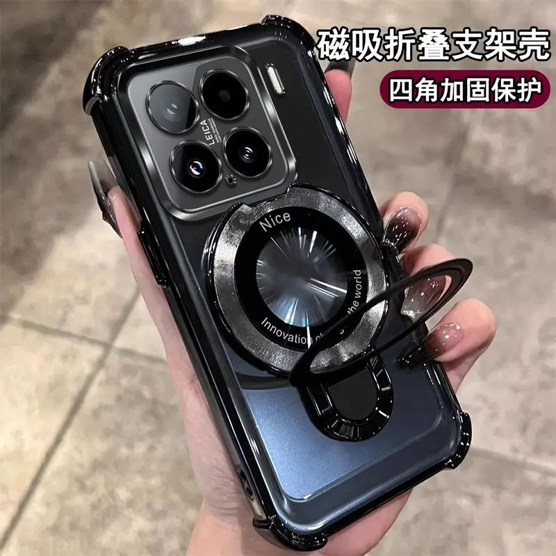Casing Untuk Xiaomi 15T Pro 14T Fashion Big Head Stand Transparan TPU Ramah Kulit Anti-jatuh Untuk Xiaomi MI 15 14 T Pro Funda