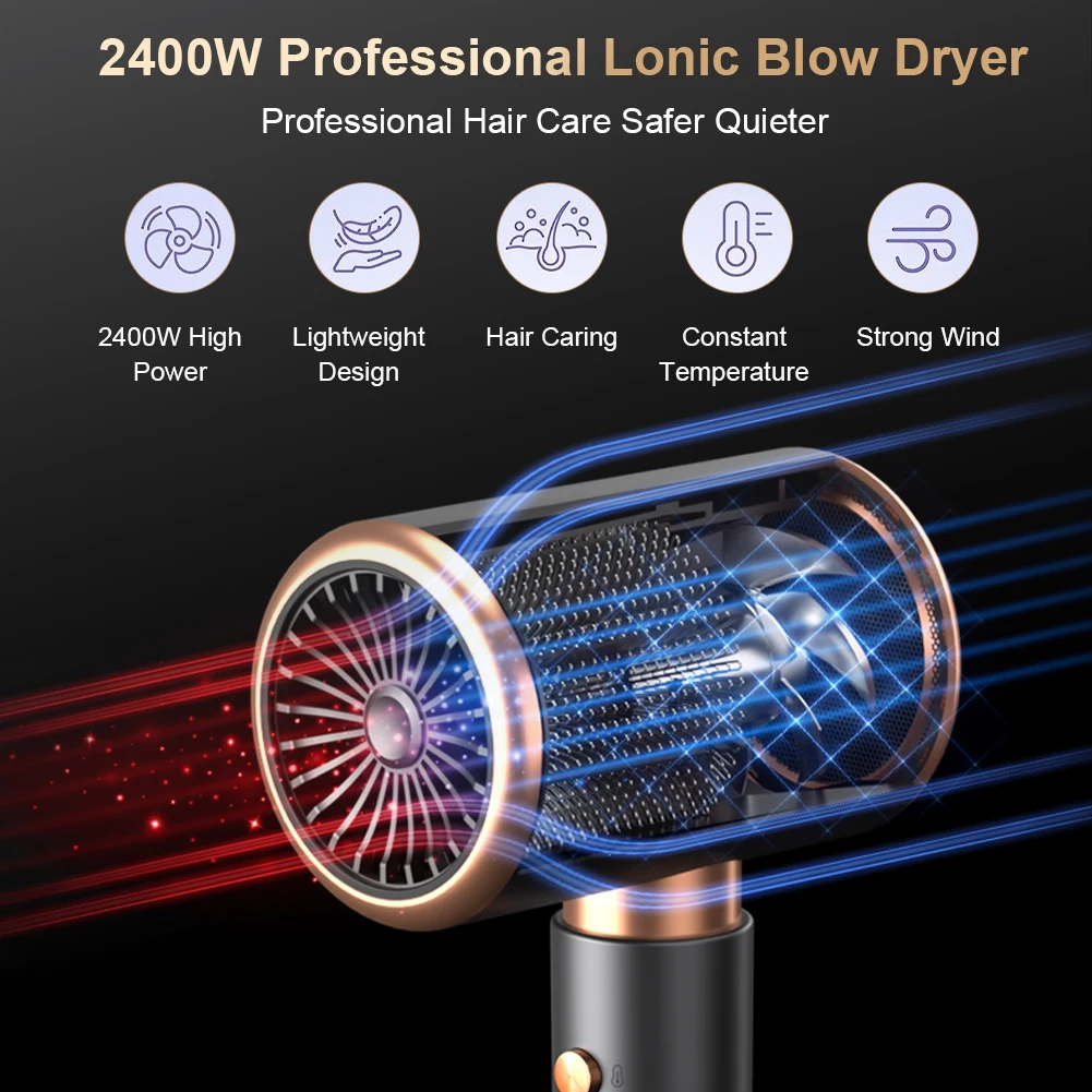 3th Gear Professional Hair Dryer Negative Lonic Blow Dryer Hot Cold Wind Air Brush Hairdryer Strong Power Dryer Salon Tool 2400W