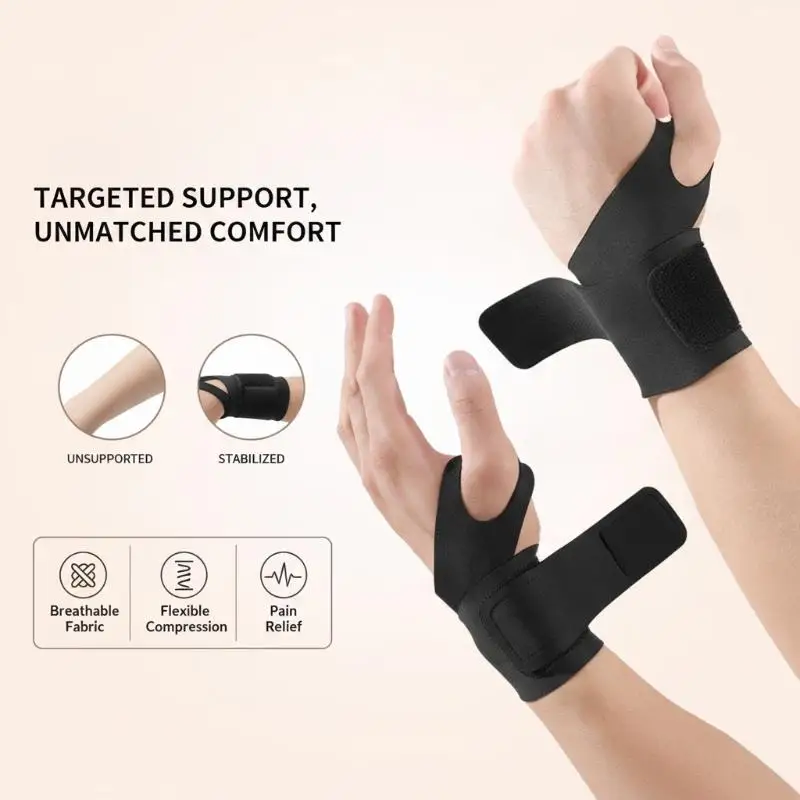 Elastisches Handgelenkband, Handgelenkbandage, Kompressionsbandage, dünne Handgelenkbandage, Handgelenkstütze für Badminton und Tennis, Handgelenkstütze mit Daumenstütze, Handschuhe, Handflächenschutz. – Detail 11