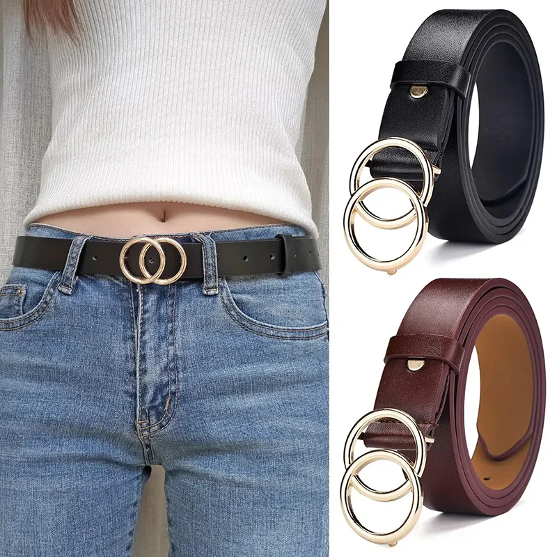 Women's Double Ring Belt Trendy Fashion Waist Belt For Dresses Ladies Belt Accessories