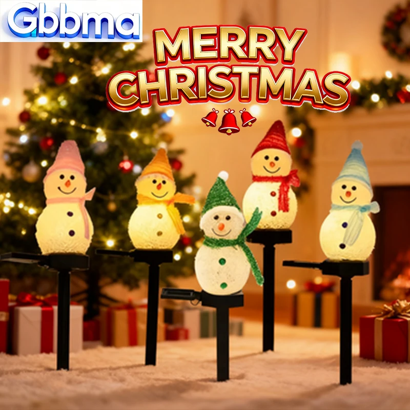 Christmas Decorations Light Solar Light Snowman Christmas Outdoor Solar Powered Stakes Lights for Corridor Patio Lawn Decoration