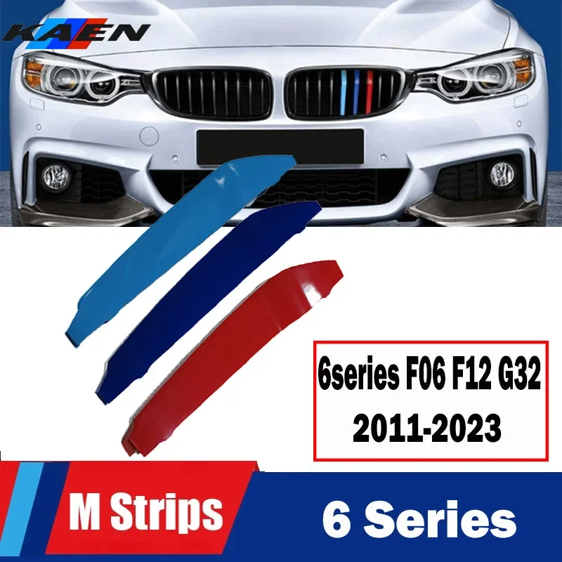 

3D M Передняя решетка радиатора, спортивные полоски, покрытие гриля, эффективные наклейки для 2010-2023 BMW 6 серии F12 F13 F06 640i 650i G32 GT6