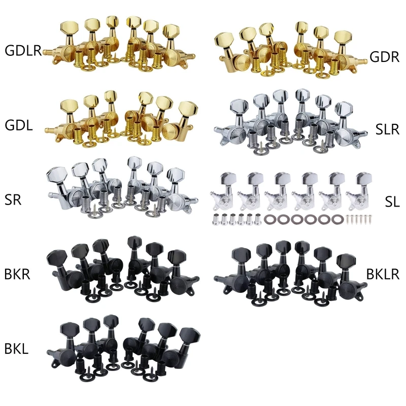 Guitar Locking Tuners (6 Right/Left), 1:18 Lock String Sealed Tuning for Key Pegs Machine for Head Set Replacement for G