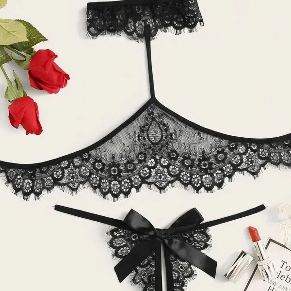 

Sexy Lingerie 2020 Lace Halter Ultra-thin Cotton Bra And Panties Set For Girls Lingerie Sets Erotic Lingerie Sexy Ladies Outfit
