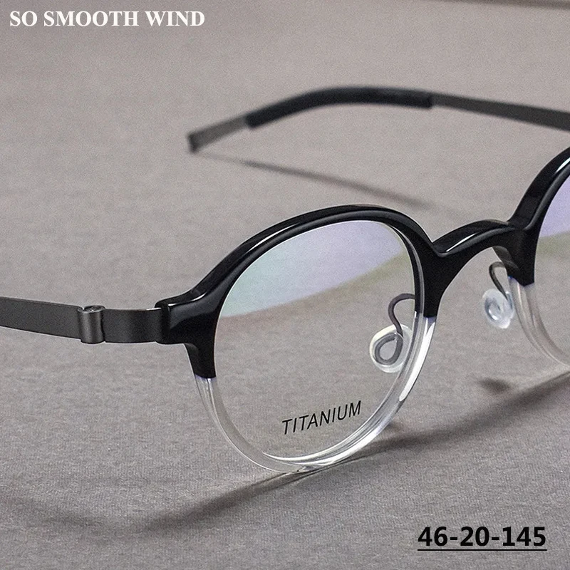 

Denmark Brand Titanium Acetate Glasses Frame Men Women Vintage Small Round Screwless Eyewear Spectacle Circle Eyeglasses Eyewear