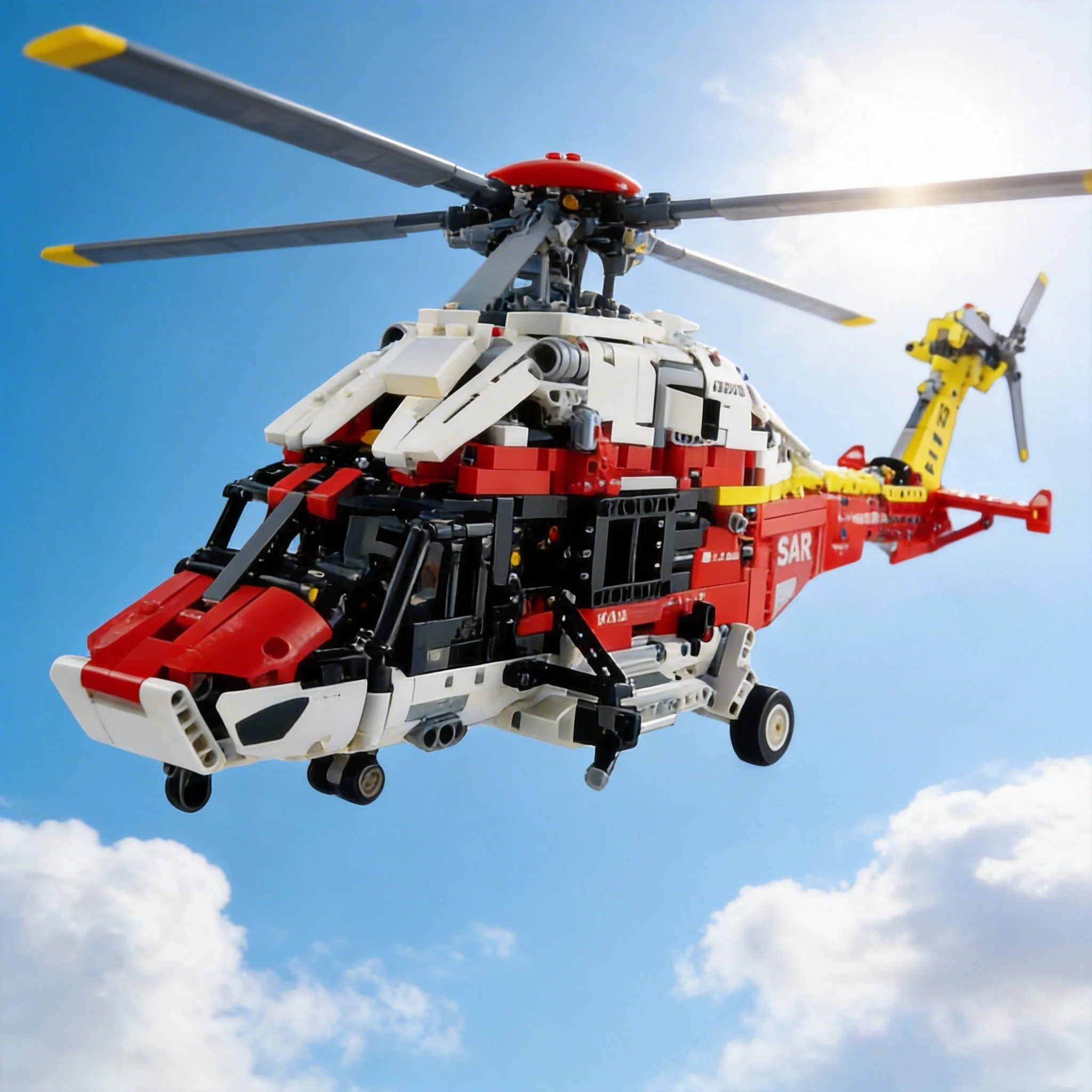 New Rescue Airbus  Helicopter Model Building Blocks Ornaments Festival Gifts New Year Gift 2001PCS
