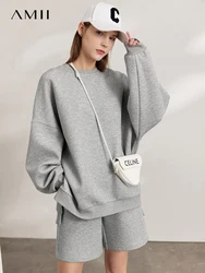 AMII Minimalism Two Piece Set Women 2022 Winter New Fashion Casual Sweatshirt All-match Elegant Sports Pants Separately 12270104