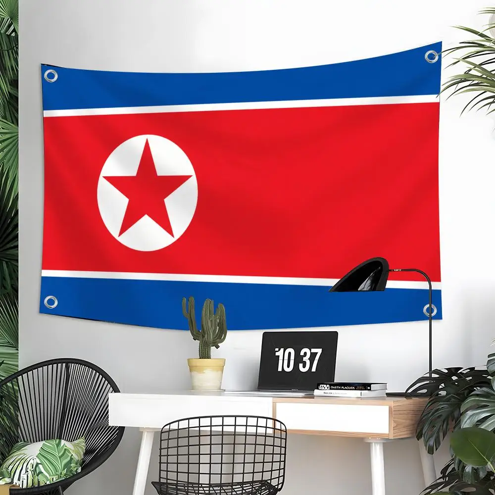 North Korea Flags Custom Wall Hanging Background Art Banner For Bedroom Home Living Room Outdoor Decor